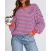 imageBTFBM Womens Oversized Striped Sweatshirt Crewneck Long Sleeve Pullover Top Casual Y2K Fall Clothes 2025 Workout ShirtRose Red Grey Blue