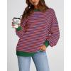 imageBTFBM Womens Oversized Striped Sweatshirt Crewneck Long Sleeve Pullover Top Casual Y2K Fall Clothes 2025 Workout ShirtRoyal Blue Orange