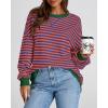 imageBTFBM Womens Oversized Striped Sweatshirt Crewneck Long Sleeve Pullover Top Casual Y2K Fall Clothes 2025 Workout ShirtRoyal Blue Orange