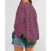 imageBTFBM Womens Oversized Striped Sweatshirt Crewneck Long Sleeve Pullover Top Casual Y2K Fall Clothes 2025 Workout ShirtRoyal Blue Orange
