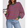 imageBTFBM Womens Oversized Striped Sweatshirt Crewneck Long Sleeve Pullover Top Casual Y2K Fall Clothes 2025 Workout ShirtRoyal Blue Orange