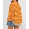 imageBTFBM Womens Oversized Striped Sweatshirt Crewneck Long Sleeve Pullover Top Casual Y2K Fall Clothes 2025 Workout ShirtYellow Orange