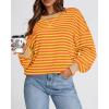 imageBTFBM Womens Oversized Striped Sweatshirt Crewneck Long Sleeve Pullover Top Casual Y2K Fall Clothes 2025 Workout ShirtYellow Orange