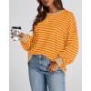 imageBTFBM Womens Oversized Striped Sweatshirt Crewneck Long Sleeve Pullover Top Casual Y2K Fall Clothes 2025 Workout ShirtYellow Orange