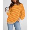 imageBTFBM Womens Oversized Striped Sweatshirt Crewneck Long Sleeve Pullover Top Casual Y2K Fall Clothes 2025 Workout ShirtYellow Orange