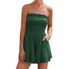 imageBTFBM Summer Womens Romper 2025 Strapless Tube Top Beach Vacation Clothes Ruffle Boho Loose Shorts Jumpsuits PocketsGreen