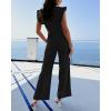 imageBTFBM Women Jumpsuits Crew Neck Ruffle Cap Sleeve Belted High Waist Wide Leg Romper with Pockets One Piece Casual OutfitsBlack