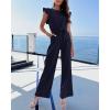 imageBTFBM Women Jumpsuits Crew Neck Ruffle Cap Sleeve Belted High Waist Wide Leg Romper with Pockets One Piece Casual OutfitsNavy