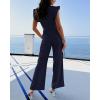 imageBTFBM Women Jumpsuits Crew Neck Ruffle Cap Sleeve Belted High Waist Wide Leg Romper with Pockets One Piece Casual OutfitsNavy