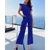 imageBTFBM Women Jumpsuits Crew Neck Ruffle Cap Sleeve Belted High Waist Wide Leg Romper with Pockets One Piece Casual OutfitsRoyal Blue