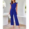 imageBTFBM Women Jumpsuits Crew Neck Ruffle Cap Sleeve Belted High Waist Wide Leg Romper with Pockets One Piece Casual OutfitsRoyal Blue