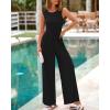 imageBTFBM Womens Casual Jumpsuits Dressy 2025 Summer One Piece Outfits Crew Neck Sleeveless Knit Wide Leg Pants Romper BeachBlack