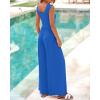 imageBTFBM Womens Casual Jumpsuits Dressy 2025 Summer One Piece Outfits Crew Neck Sleeveless Knit Wide Leg Pants Romper BeachBlue