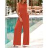 imageBTFBM Womens Casual Jumpsuits Dressy 2025 Summer One Piece Outfits Crew Neck Sleeveless Knit Wide Leg Pants Romper BeachBrick Red