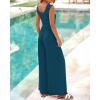 imageBTFBM Womens Casual Jumpsuits Dressy 2025 Summer One Piece Outfits Crew Neck Sleeveless Knit Wide Leg Pants Romper BeachDark Blue