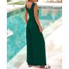 imageBTFBM Womens Casual Jumpsuits Dressy 2025 Summer One Piece Outfits Crew Neck Sleeveless Knit Wide Leg Pants Romper BeachDark Green