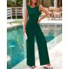 imageBTFBM Womens Casual Jumpsuits Dressy 2025 Summer One Piece Outfits Crew Neck Sleeveless Knit Wide Leg Pants Romper BeachDark Green
