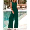 imageBTFBM Womens Casual Jumpsuits Dressy 2025 Summer One Piece Outfits Crew Neck Sleeveless Knit Wide Leg Pants Romper BeachDark Green