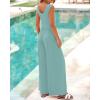 imageBTFBM Womens Casual Jumpsuits Dressy 2025 Summer One Piece Outfits Crew Neck Sleeveless Knit Wide Leg Pants Romper BeachFruit Green
