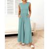 imageBTFBM Womens Casual Jumpsuits Dressy 2025 Summer One Piece Outfits Crew Neck Sleeveless Knit Wide Leg Pants Romper BeachFruit Green