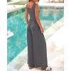 imageBTFBM Womens Casual Jumpsuits Dressy 2025 Summer One Piece Outfits Crew Neck Sleeveless Knit Wide Leg Pants Romper BeachMid Grey