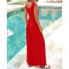 imageBTFBM Womens Casual Jumpsuits Dressy 2025 Summer One Piece Outfits Crew Neck Sleeveless Knit Wide Leg Pants Romper BeachRed
