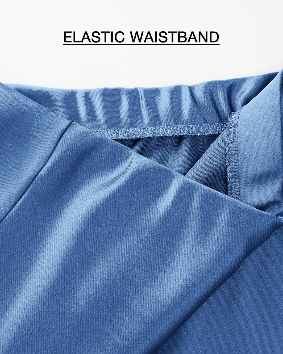 imageBTFBM 2025 Womens Summer Fall Long Satin Skirt Silk Elegant High Waist Cocktail Party Wedding Flowy ALine Midi SkirtsBlue