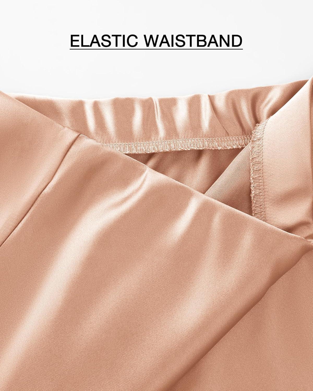 imageBTFBM 2025 Womens Summer Fall Long Satin Skirt Silk Elegant High Waist Cocktail Party Wedding Flowy ALine Midi SkirtsChampagne