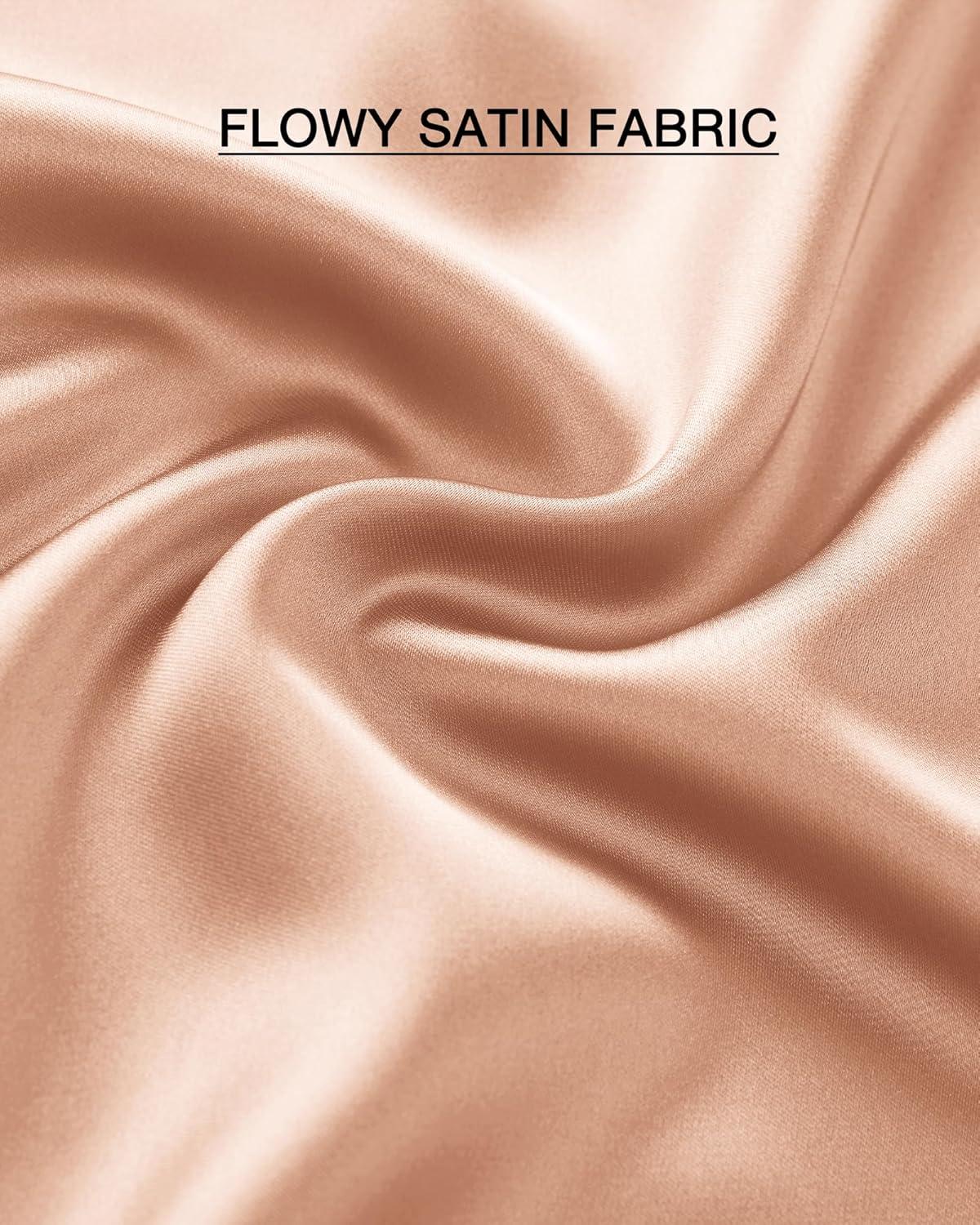 imageBTFBM 2025 Womens Summer Fall Long Satin Skirt Silk Elegant High Waist Cocktail Party Wedding Flowy ALine Midi SkirtsChampagne