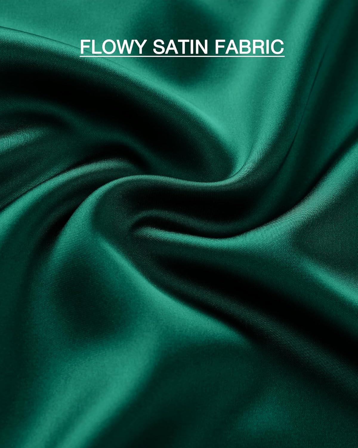 imageBTFBM 2025 Womens Summer Fall Long Satin Skirt Silk Elegant High Waist Cocktail Party Wedding Flowy ALine Midi SkirtsDark Green