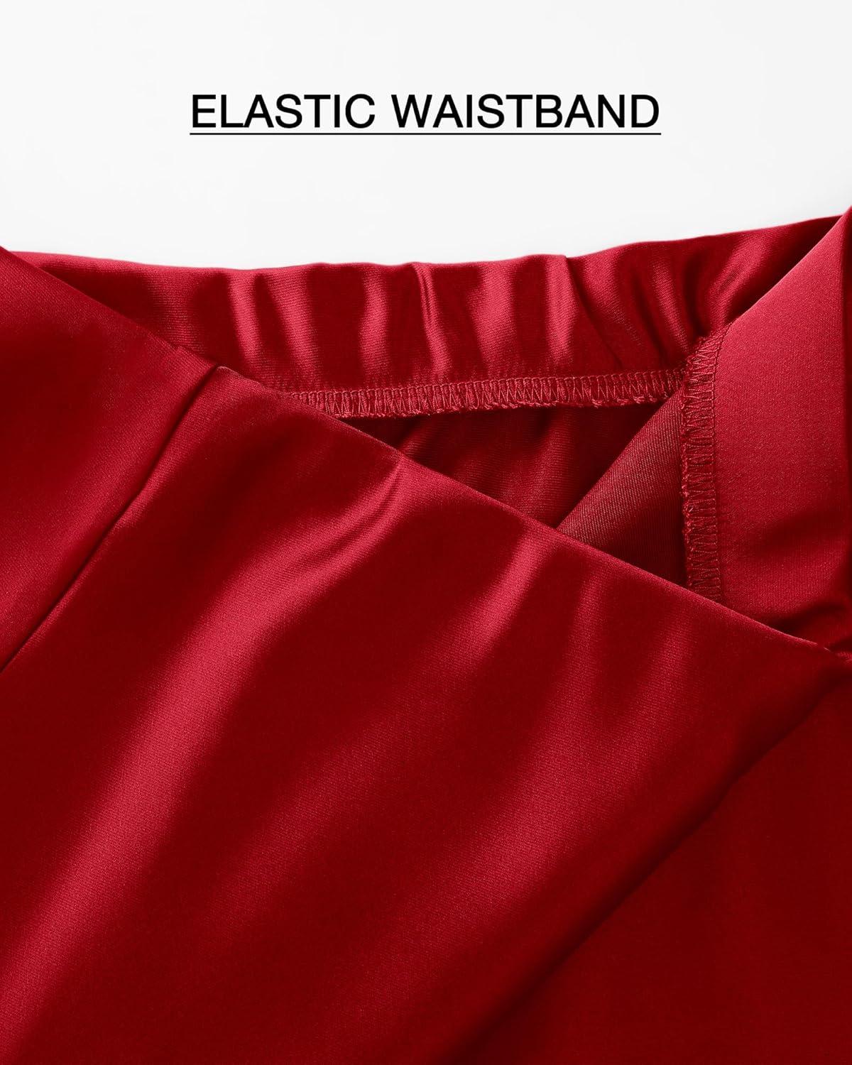 imageBTFBM 2025 Womens Summer Fall Long Satin Skirt Silk Elegant High Waist Cocktail Party Wedding Flowy ALine Midi SkirtsDark Red