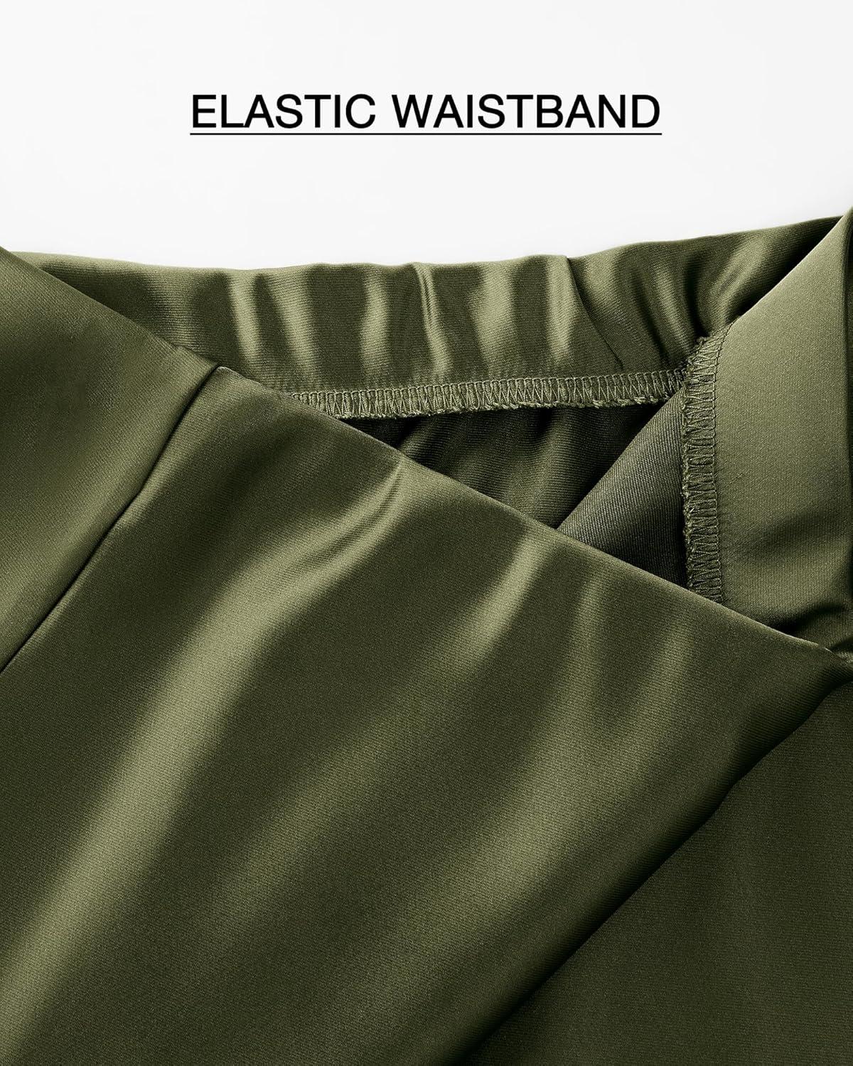 imageBTFBM 2025 Womens Summer Fall Long Satin Skirt Silk Elegant High Waist Cocktail Party Wedding Flowy ALine Midi SkirtsLight Army Green