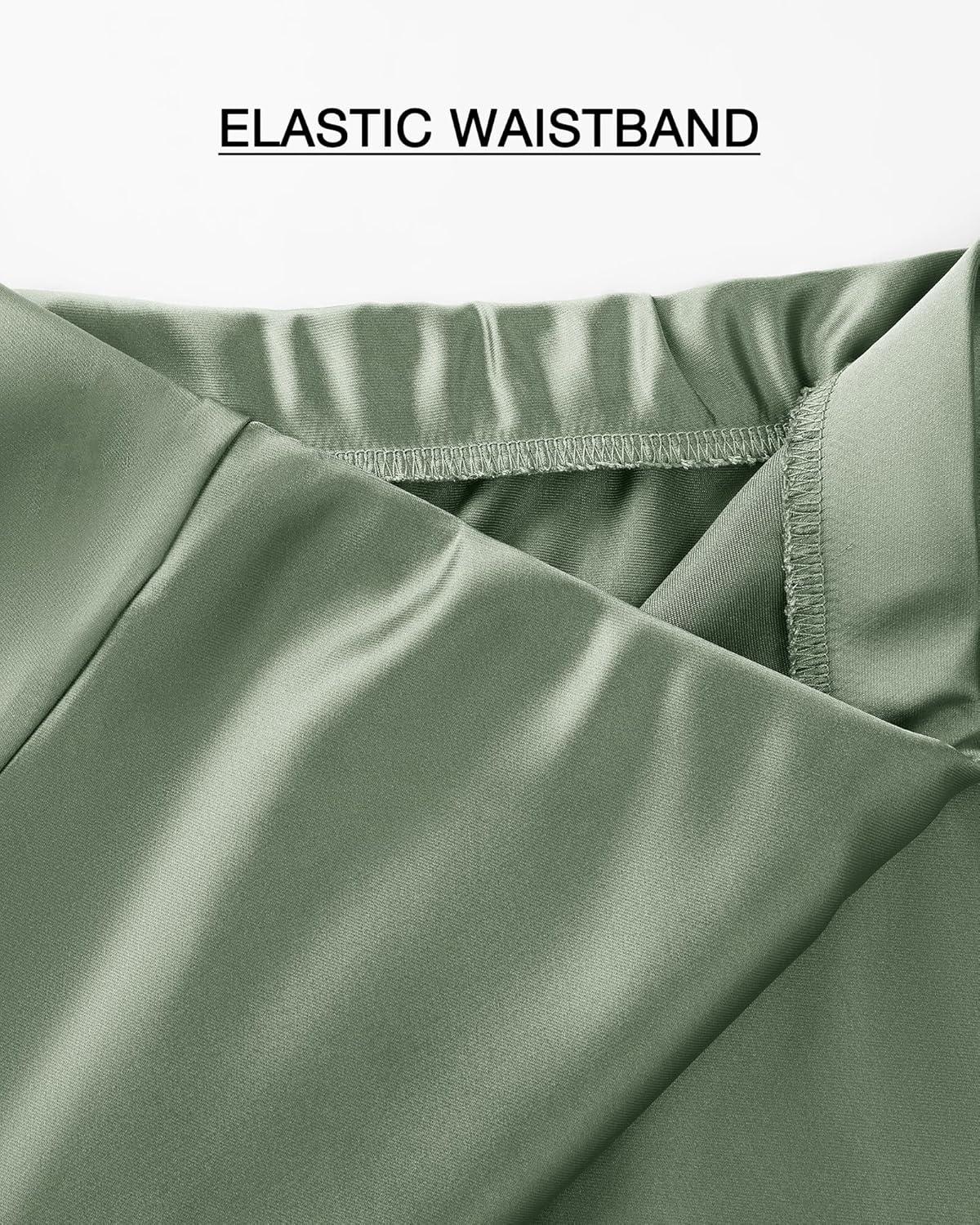 imageBTFBM 2025 Womens Summer Fall Long Satin Skirt Silk Elegant High Waist Cocktail Party Wedding Flowy ALine Midi SkirtsLight Green