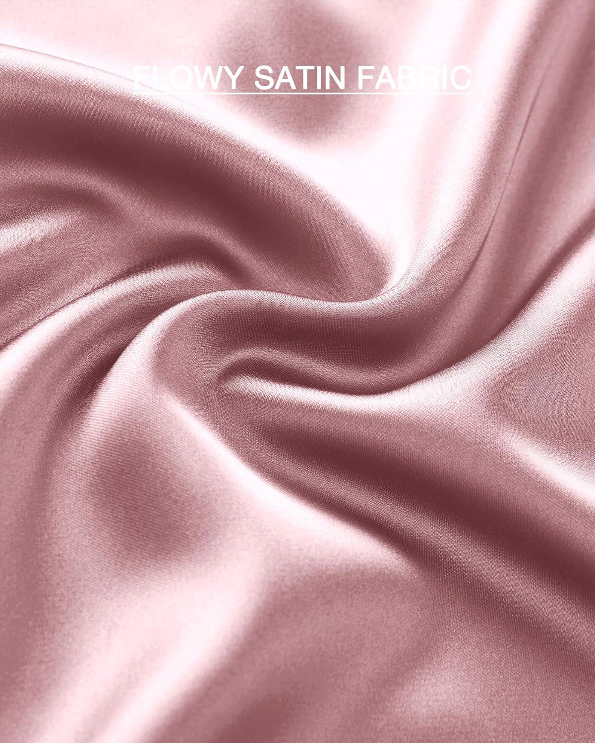 imageBTFBM 2025 Womens Summer Fall Long Satin Skirt Silk Elegant High Waist Cocktail Party Wedding Flowy ALine Midi SkirtsPink