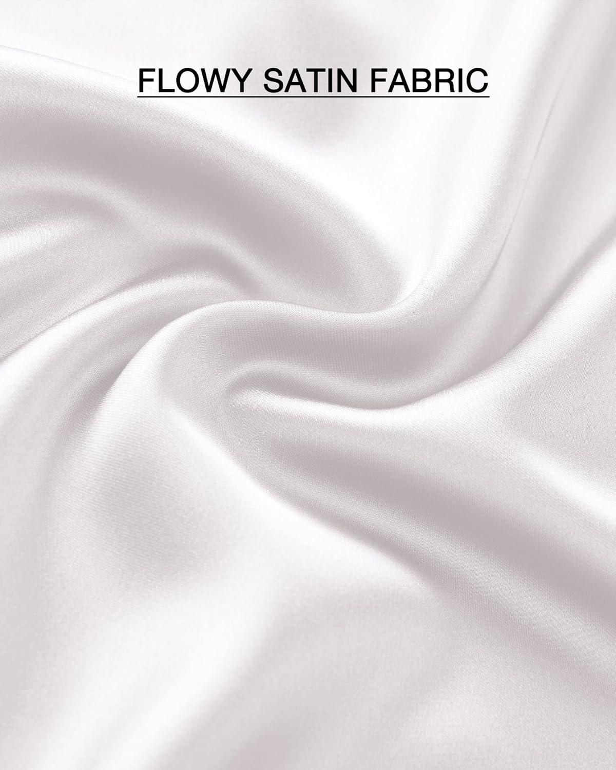 imageBTFBM 2025 Womens Summer Fall Long Satin Skirt Silk Elegant High Waist Cocktail Party Wedding Flowy ALine Midi SkirtsWhite