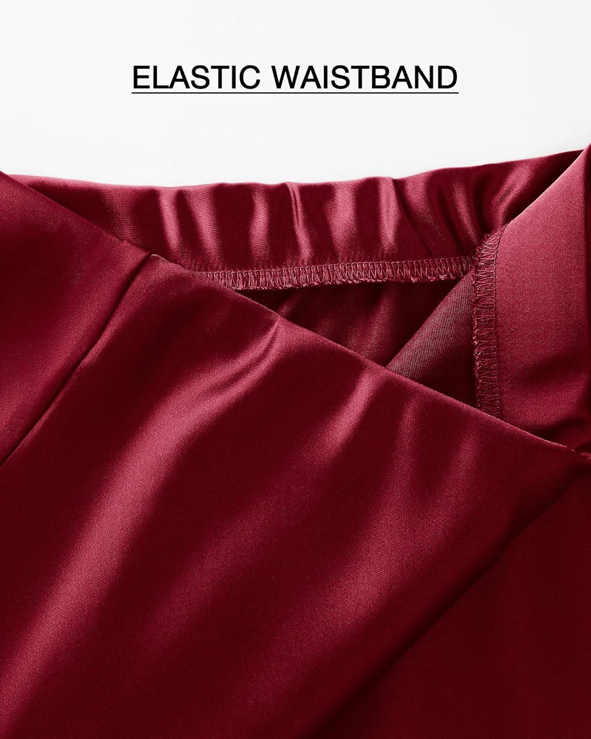 imageBTFBM 2025 Womens Summer Fall Long Satin Skirt Silk Elegant High Waist Cocktail Party Wedding Flowy ALine Midi SkirtsWine Red