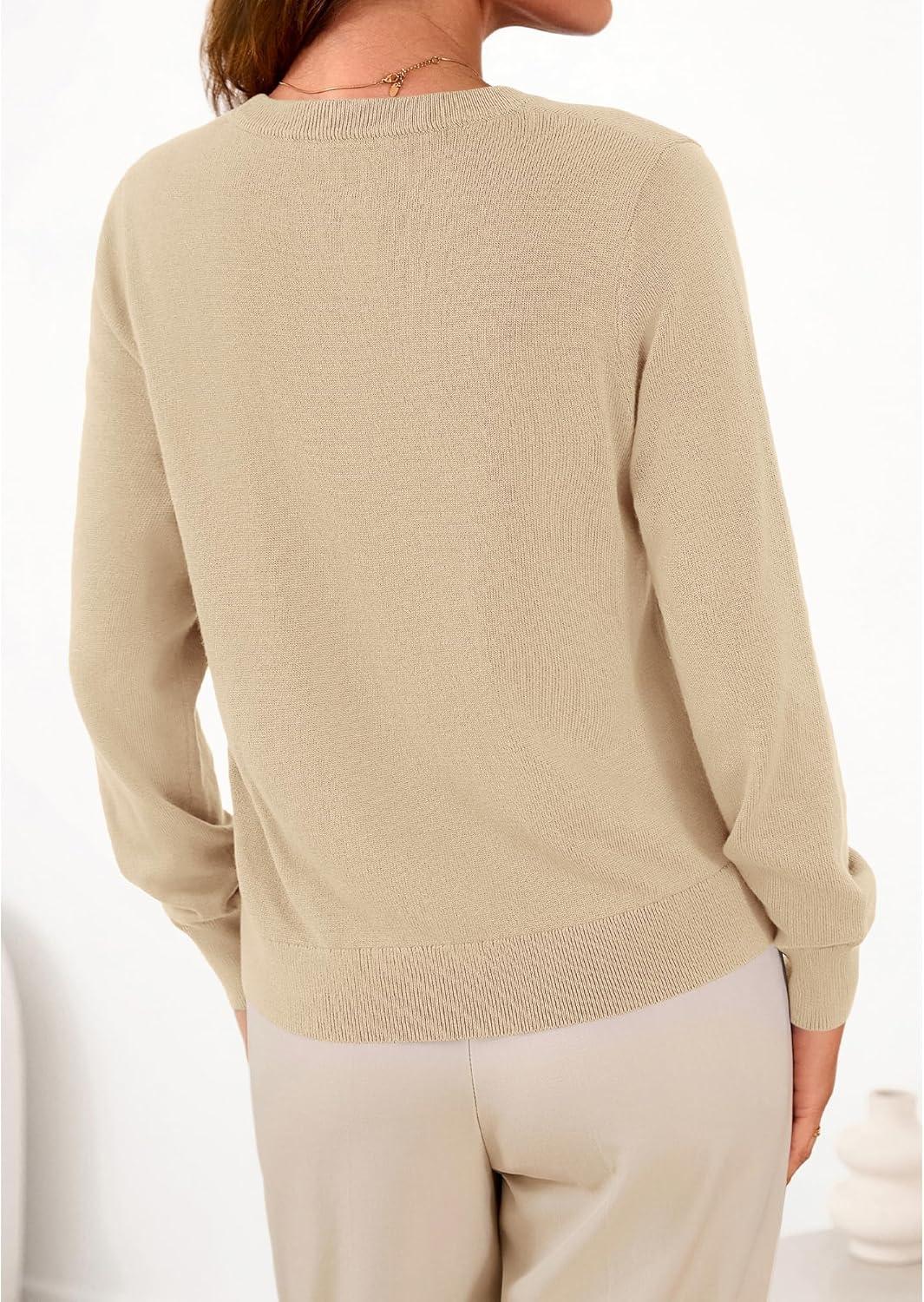 imageBTFBM Cardigan Sweaters for Women Cashmere Sweater Lightweight Button Down Casual Knit Shrugs Tops Early Fall FashionApricot