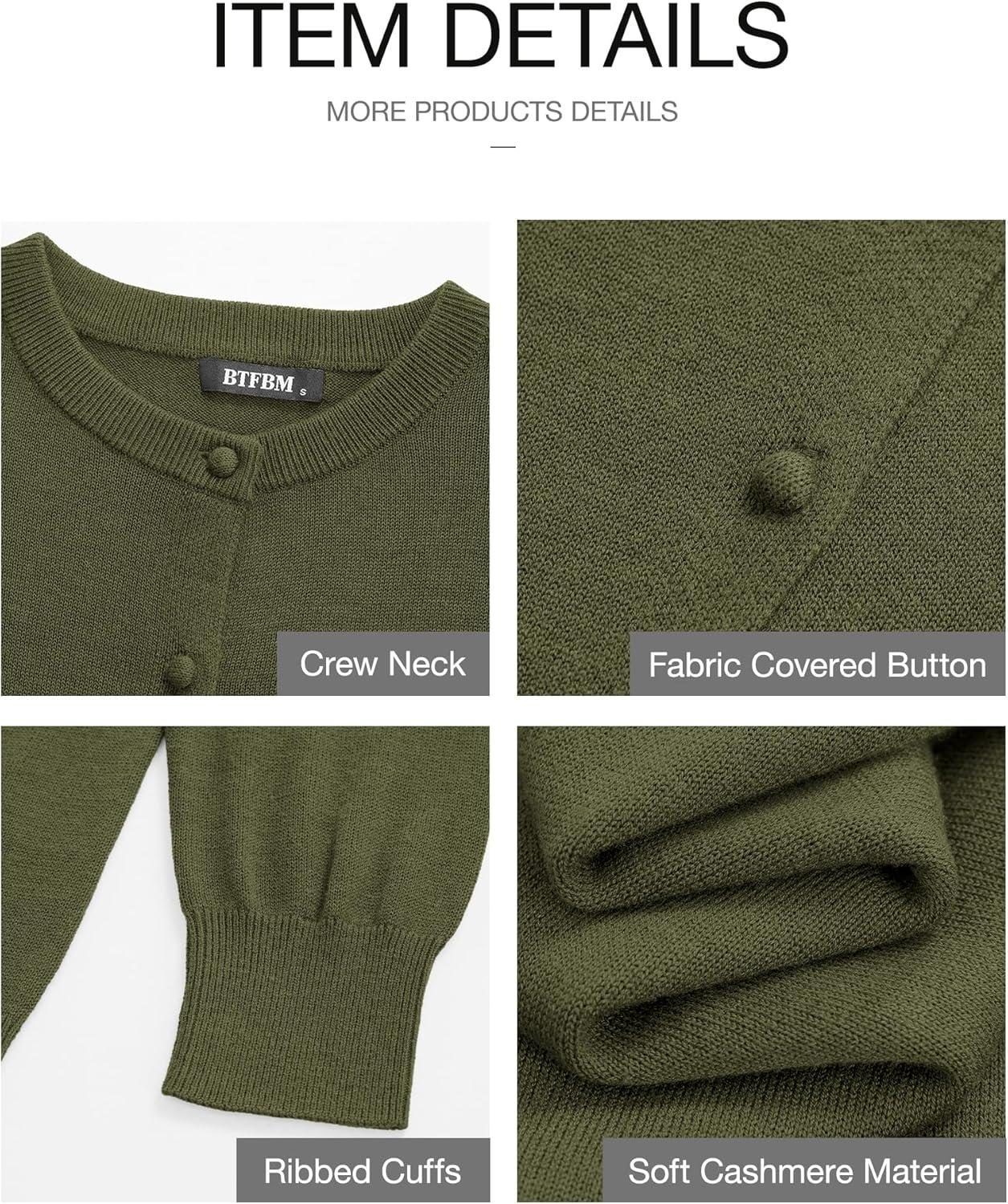 imageBTFBM Cardigan Sweaters for Women Cashmere Sweater Lightweight Button Down Casual Knit Shrugs Tops Early Fall FashionArmy Green