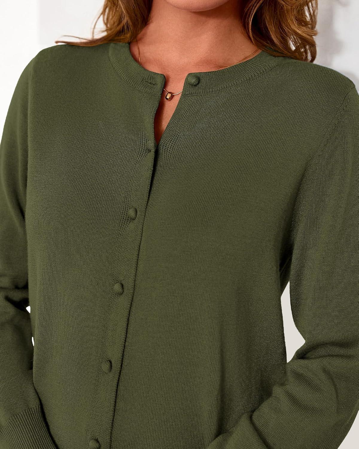 imageBTFBM Cardigan Sweaters for Women Cashmere Sweater Lightweight Button Down Casual Knit Shrugs Tops Early Fall FashionArmy Green