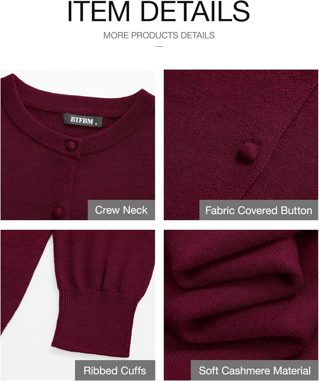 imageBTFBM Cardigan Sweaters for Women Cashmere Sweater Lightweight Button Down Casual Knit Shrugs Tops Early Fall FashionBurgundy