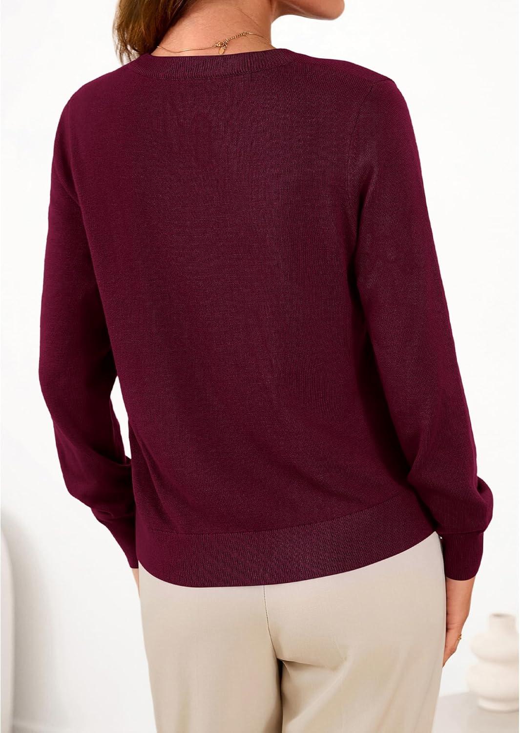 imageBTFBM Cardigan Sweaters for Women Cashmere Sweater Lightweight Button Down Casual Knit Shrugs Tops Early Fall FashionBurgundy