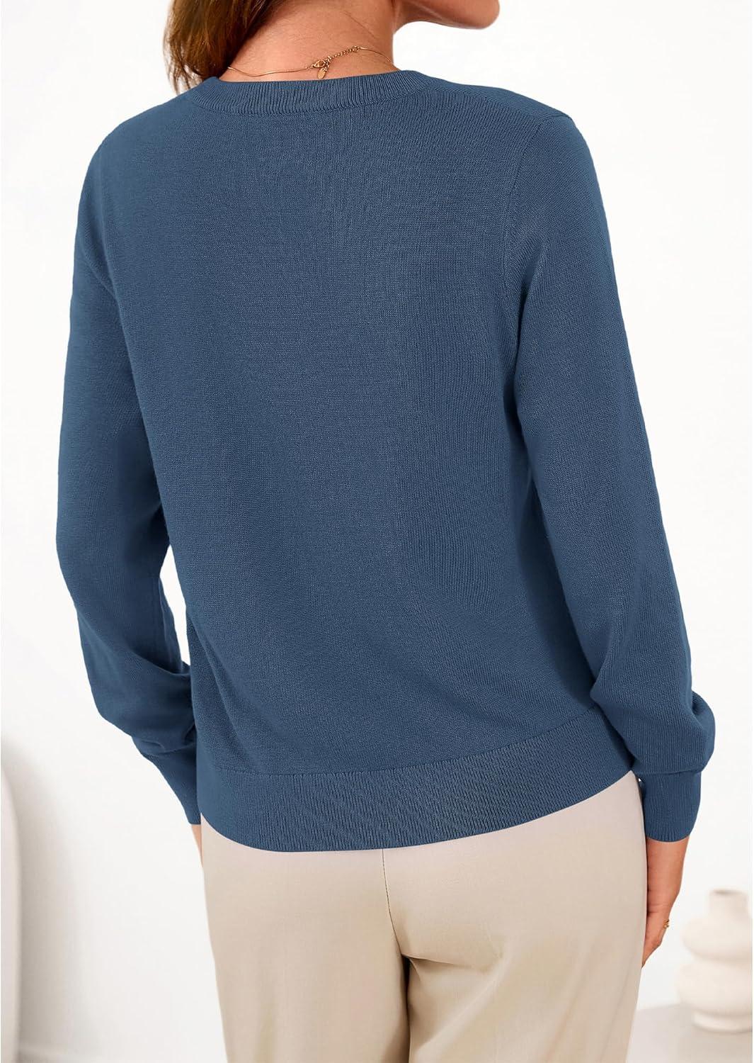 imageBTFBM Cardigan Sweaters for Women Cashmere Sweater Lightweight Button Down Casual Knit Shrugs Tops Early Fall FashionDark Blue