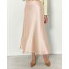 imageBTFBM 2025 Womens Summer Fall Long Satin Skirt Silk Elegant High Waist Cocktail Party Wedding Flowy ALine Midi SkirtsBeige