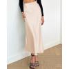 imageBTFBM 2025 Womens Summer Fall Long Satin Skirt Silk Elegant High Waist Cocktail Party Wedding Flowy ALine Midi SkirtsBeige