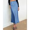 imageBTFBM 2025 Womens Summer Fall Long Satin Skirt Silk Elegant High Waist Cocktail Party Wedding Flowy ALine Midi SkirtsBlue