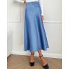 imageBTFBM 2025 Womens Summer Fall Long Satin Skirt Silk Elegant High Waist Cocktail Party Wedding Flowy ALine Midi SkirtsBlue