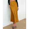 imageBTFBM 2025 Womens Summer Fall Long Satin Skirt Silk Elegant High Waist Cocktail Party Wedding Flowy ALine Midi SkirtsBrown Yellow