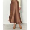imageBTFBM 2025 Womens Summer Fall Long Satin Skirt Silk Elegant High Waist Cocktail Party Wedding Flowy ALine Midi SkirtsCoffee