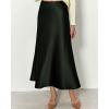imageBTFBM 2025 Womens Summer Fall Long Satin Skirt Silk Elegant High Waist Cocktail Party Wedding Flowy ALine Midi SkirtsDark Army Green