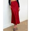 imageBTFBM 2025 Womens Summer Fall Long Satin Skirt Silk Elegant High Waist Cocktail Party Wedding Flowy ALine Midi SkirtsDark Red